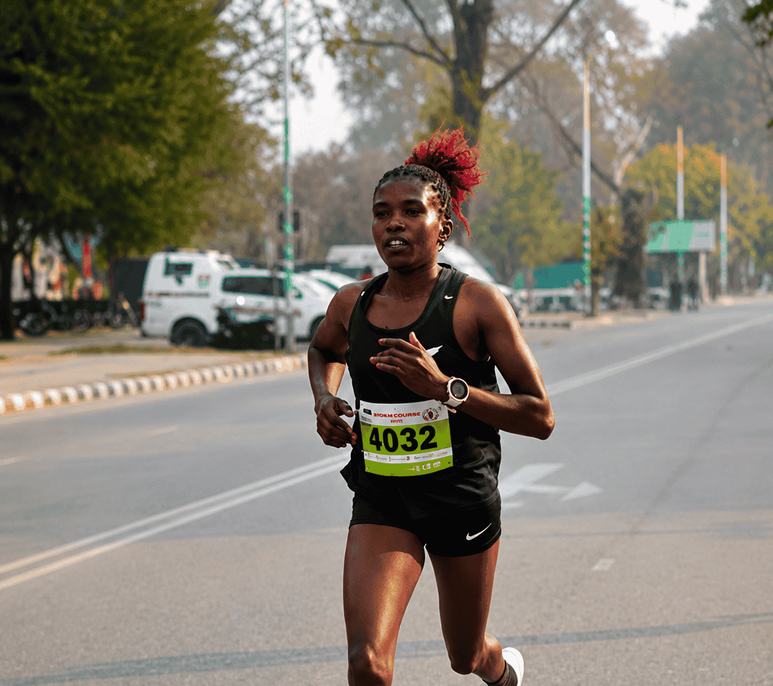 Emerging Elite Athlete Sharon Kipchumba competing in a road race